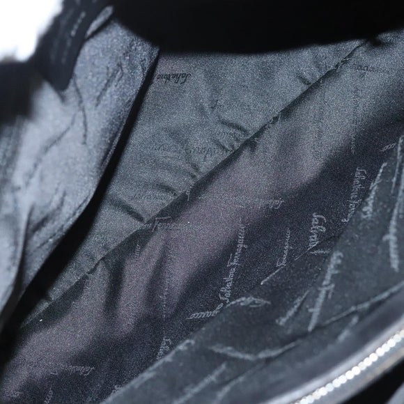 Salvatore Ferragamo Gancini Shoulder Bag Suede Black Silver Auth bs25826