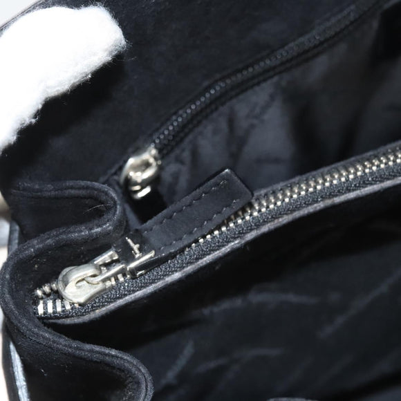 Salvatore Ferragamo Gancini Shoulder Bag Suede Black Silver Auth bs25826