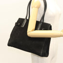 Salvatore Ferragamo Gancini Shoulder Bag Suede Black Silver Auth bs25826-27