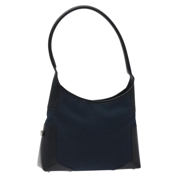 Salvatore Ferragamo Shoulder Bag Canvas Navy Silver Auth bs25827