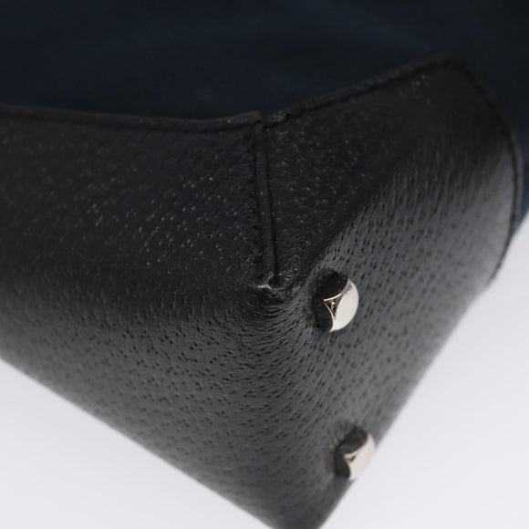 Salvatore Ferragamo Shoulder Bag Canvas Navy Silver Auth bs25827