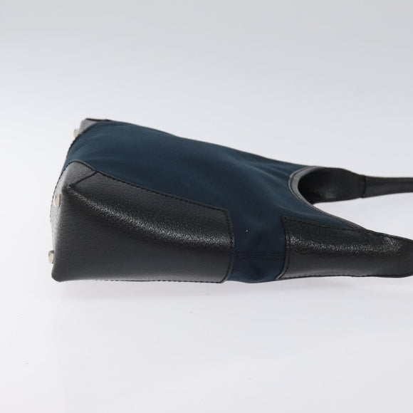 Salvatore Ferragamo Shoulder Bag Canvas Navy Silver Auth bs25827