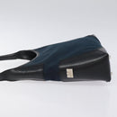 Salvatore Ferragamo Shoulder Bag Canvas Navy Silver Auth bs25827-4