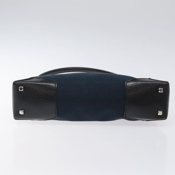 Salvatore Ferragamo Shoulder Bag Canvas Navy Silver Auth bs25827