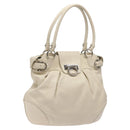 Salvatore Ferragamo Gancini Shoulder Bag Leather White Silver Auth bs25829-1