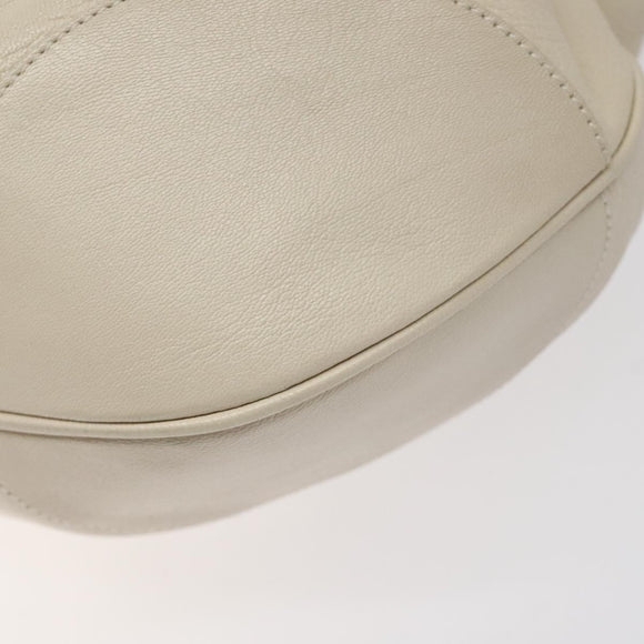 Salvatore Ferragamo Gancini Shoulder Bag Leather White Silver Auth bs25829