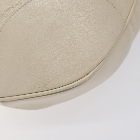 Salvatore Ferragamo Gancini Shoulder Bag Leather White Silver Auth bs25829