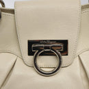 Salvatore Ferragamo Gancini Shoulder Bag Leather White Silver Auth bs25829-15