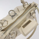 Salvatore Ferragamo Gancini Shoulder Bag Leather White Silver Auth bs25829-9