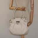 Salvatore Ferragamo Gancini Shoulder Bag Leather White Silver Auth bs25829-23