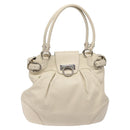 Salvatore Ferragamo Gancini Shoulder Bag Leather White Silver Auth bs25829-13