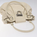 Salvatore Ferragamo Gancini Shoulder Bag Leather White Silver Auth bs25829-6