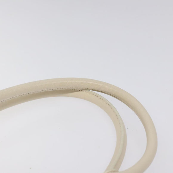 Salvatore Ferragamo Gancini Shoulder Bag Leather White Silver Auth bs25829