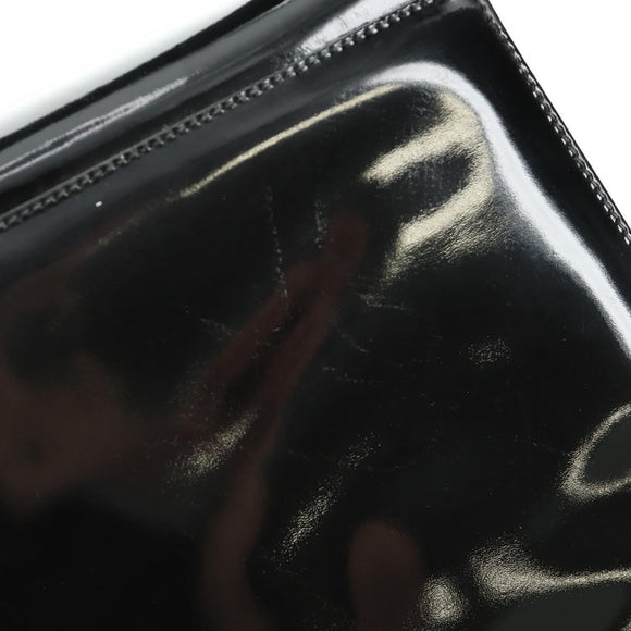 Salvatore Ferragamo Hand Bag Enamel 2way Black Gold Auth bs25832
