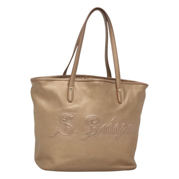 BVLGARI Shoulder Bag Leather Gold Auth bs25837