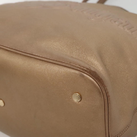 BVLGARI Shoulder Bag Leather Gold Auth bs25837