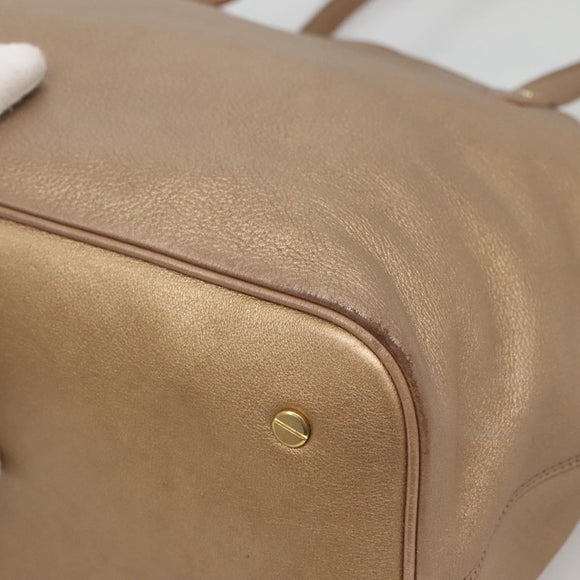 BVLGARI Shoulder Bag Leather Gold Auth bs25837