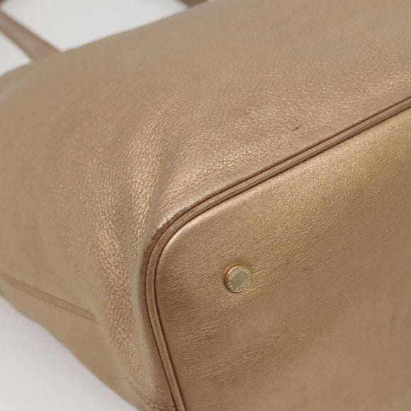 BVLGARI Shoulder Bag Leather Gold Auth bs25837