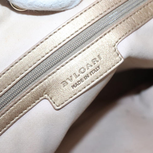 BVLGARI Shoulder Bag Leather Gold Auth bs25837