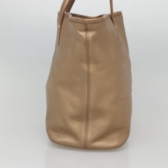 BVLGARI Shoulder Bag Leather Gold Auth bs25837