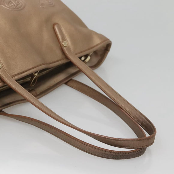 BVLGARI Shoulder Bag Leather Gold Auth bs25837