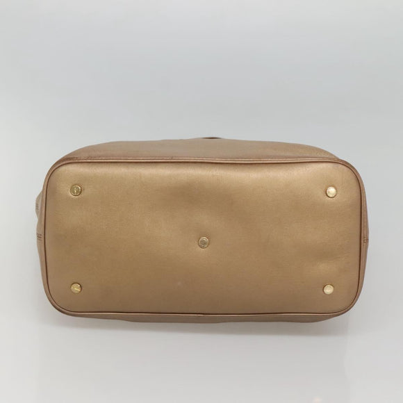 BVLGARI Shoulder Bag Leather Gold Auth bs25837