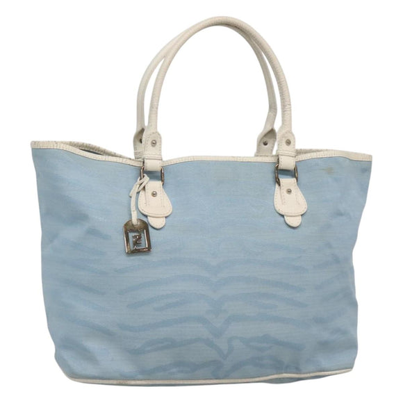 FENDI Tote Bag Canvas Light Blue Auth bs25841