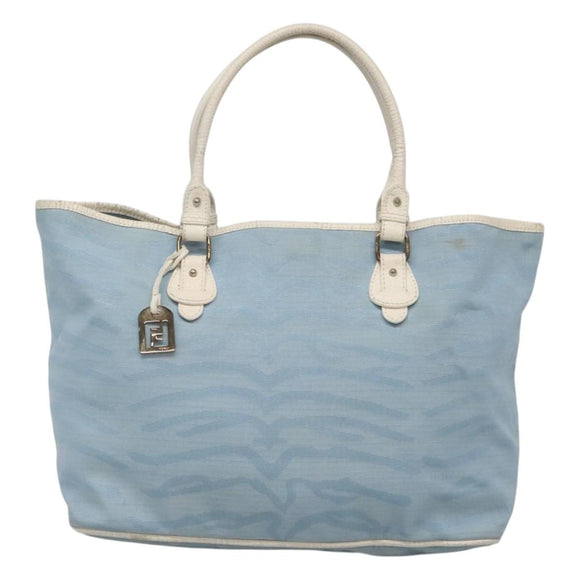 FENDI Tote Bag Canvas Light Blue Auth bs25841