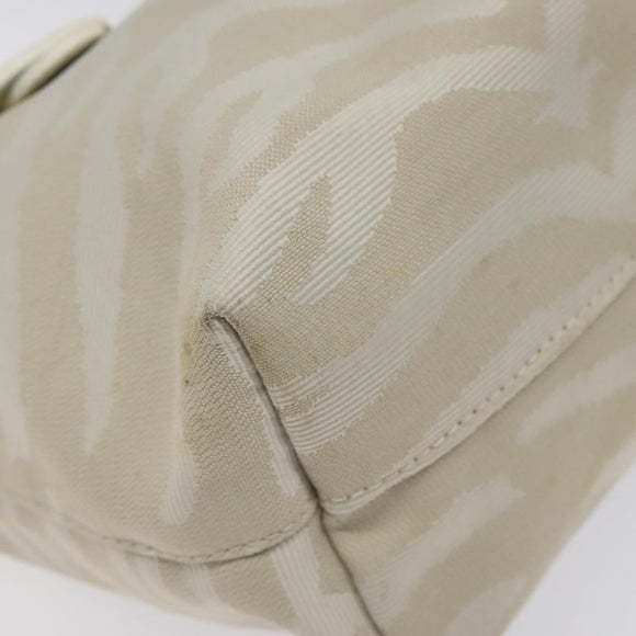 FENDI Hand Bag Canvas White Gold Auth bs25843