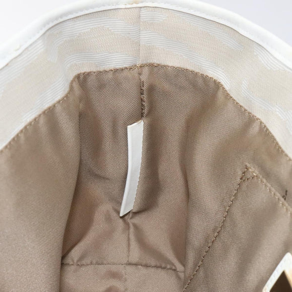 FENDI Hand Bag Canvas White Gold Auth bs25843