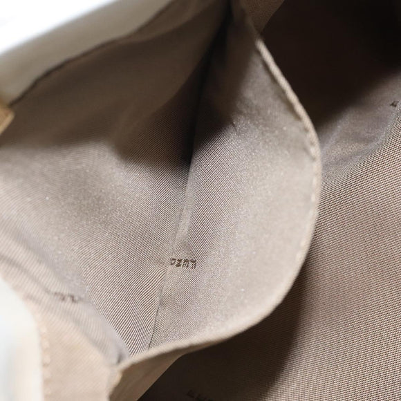 FENDI Hand Bag Canvas White Gold Auth bs25843