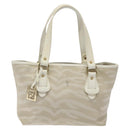 FENDI Hand Bag Canvas White Gold Auth bs25843-13