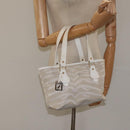 FENDI Hand Bag Canvas White Gold Auth bs25843-21