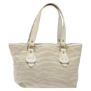 FENDI Hand Bag Canvas White Gold Auth bs25843-2
