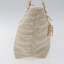 FENDI Hand Bag Canvas White Gold Auth bs25843-4