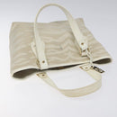 FENDI Hand Bag Canvas White Gold Auth bs25843-6