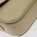 CELINE Shoulder Bag Leather White Gold Auth bs25844-14