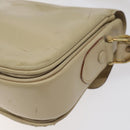 CELINE Shoulder Bag Leather White Gold Auth bs25844-15