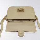 CELINE Shoulder Bag Leather White Gold Auth bs25844-10