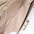 CELINE Shoulder Bag Leather White Gold Auth bs25844-21