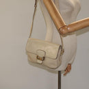 CELINE Shoulder Bag Leather White Gold Auth bs25844-23