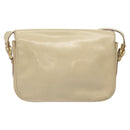 CELINE Shoulder Bag Leather White Gold Auth bs25844-2