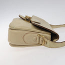 CELINE Shoulder Bag Leather White Gold Auth bs25844-3