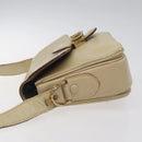 CELINE Shoulder Bag Leather White Gold Auth bs25844-4