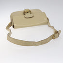 CELINE Shoulder Bag Leather White Gold Auth bs25844-7