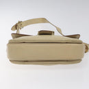 CELINE Shoulder Bag Leather White Gold Auth bs25844-5