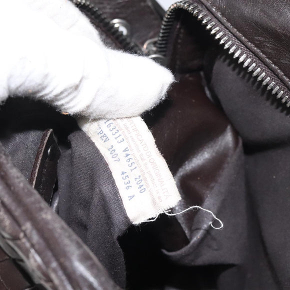 BOTTEGA VENETA INTRECCIATO Shoulder Bag Leather Brown 163313 Auth bs25850