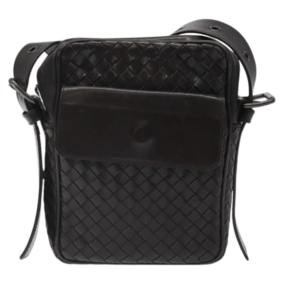 BOTTEGA VENETA INTRECCIATO Shoulder Bag Leather Brown 163313 Auth bs25850