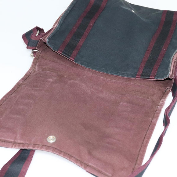 HERMES Fourre Tout Bassas PM Shoulder Bag Canvas Bordeaux Auth bs25851