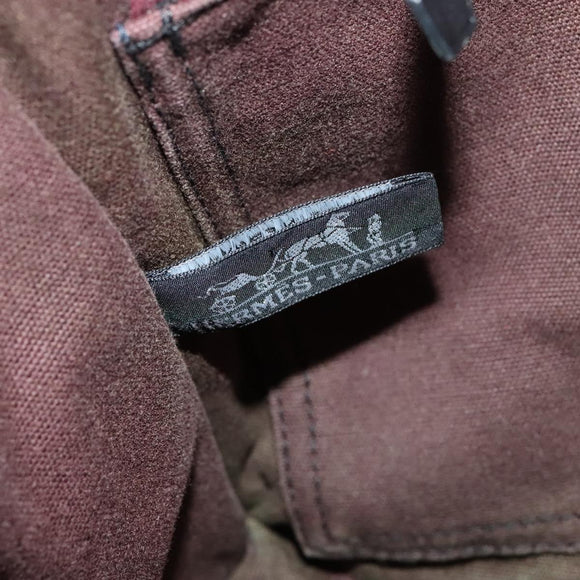 HERMES Fourre Tout Bassas PM Shoulder Bag Canvas Bordeaux Auth bs25851